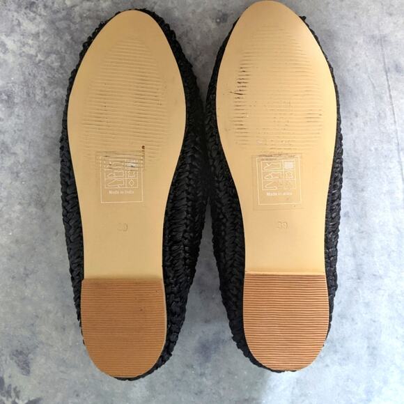The Shanty Corp. Miami Woven Raffia Flat Loafers in Black, Size 8 - Picture 6 of 9